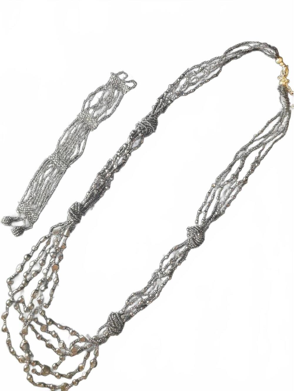 Vintage Black 30" Seed Bead Braided Necklace and bracelet set